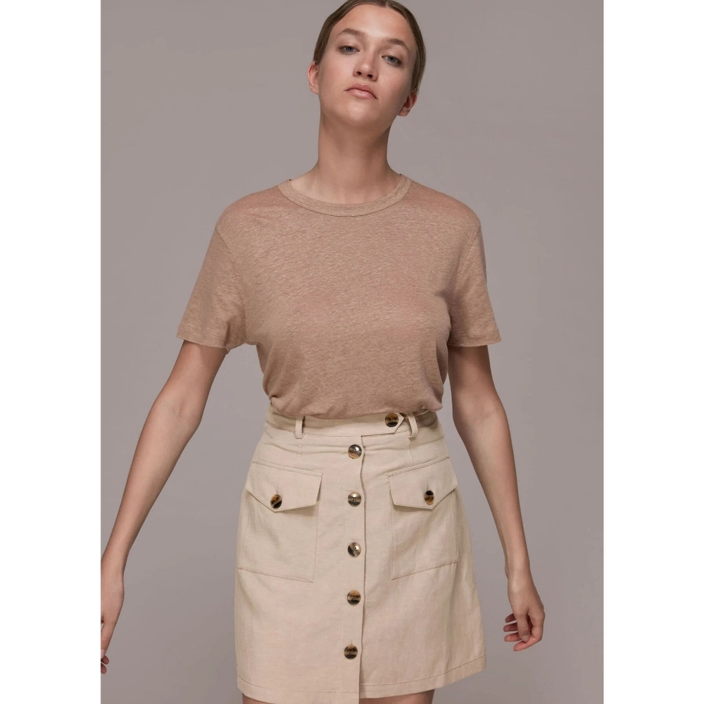 Whistles Linen Pocket Skirt in Beige